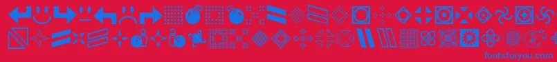 Gembats-Schriftart – Blaue Schriften auf rotem Hintergrund