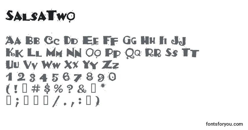 Czcionka SalsaTwo – alfabet, cyfry, specjalne znaki