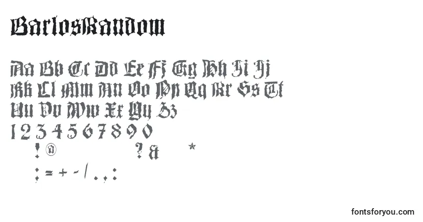 Czcionka BarlosRandom – alfabet, cyfry, specjalne znaki