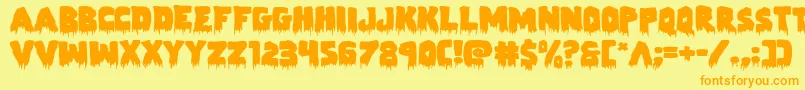 Zombiecontrolexpand-Schriftart – Orangefarbene Schriften auf gelbem Hintergrund