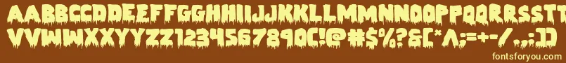 Zombiecontrolexpand-fontti – keltaiset fontit ruskealla taustalla