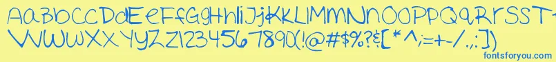 Ashleymarie-Schriftart – Blaue Schriften auf gelbem Hintergrund