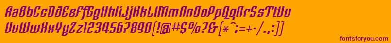 LinotypeRezidentThree-fontti – violetit fontit oranssilla taustalla
