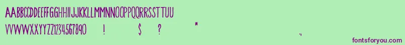 フォントSongbird – 緑の背景に紫のフォント