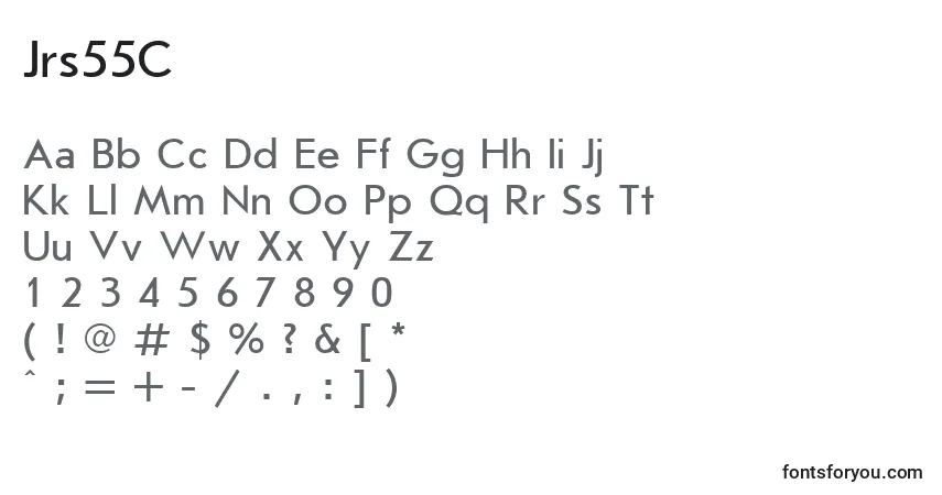 A fonte Jrs55C – alfabeto, números, caracteres especiais