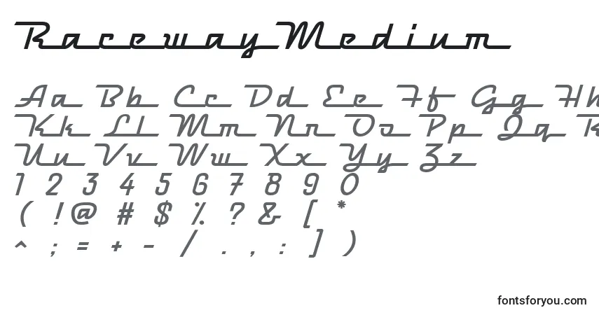 Fuente RacewayMedium - alfabeto, números, caracteres especiales