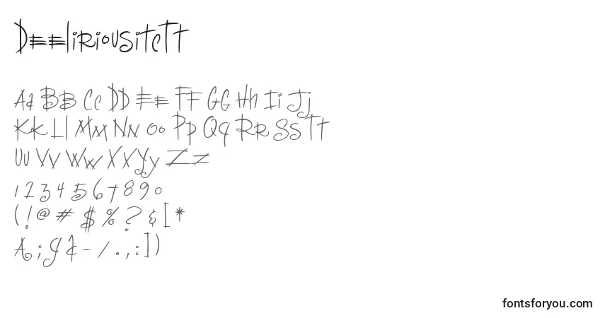 A fonte DeeliriousitcTt – alfabeto, números, caracteres especiais