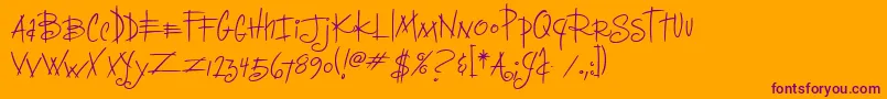 DeeliriousitcTt-Schriftart – Violette Schriften auf orangefarbenem Hintergrund
