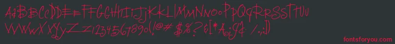 フォントDeeliriousitcTt – 黒い背景に赤い文字