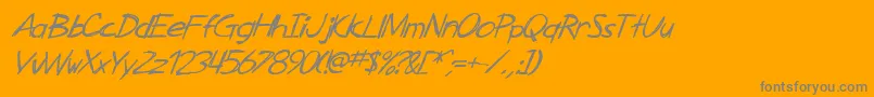 Fonte SfZimmermanItalic – fontes cinzas em um fundo laranja