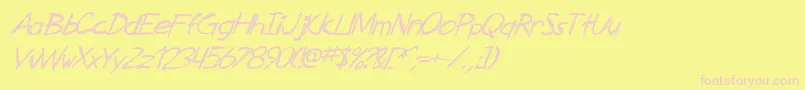 Fonte SfZimmermanItalic – fontes rosa em um fundo amarelo