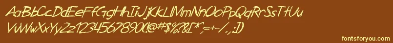 SfZimmermanItalic-fontti – keltaiset fontit ruskealla taustalla