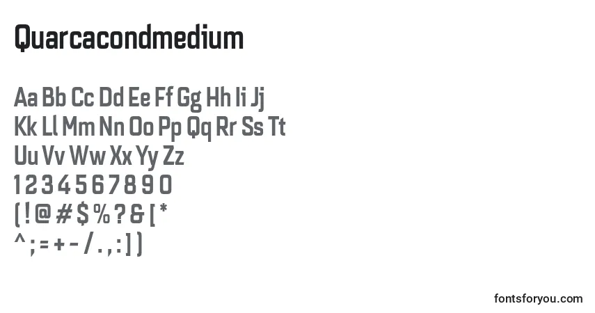 Quarcacondmedium-fontti – aakkoset, numerot, erikoismerkit