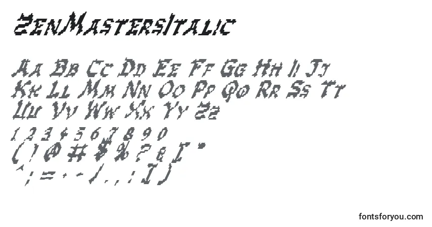 ZenMastersItalic Font – alphabet, numbers, special characters