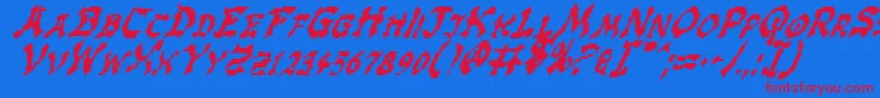 ZenMastersItalic-Schriftart – Rote Schriften auf blauem Hintergrund