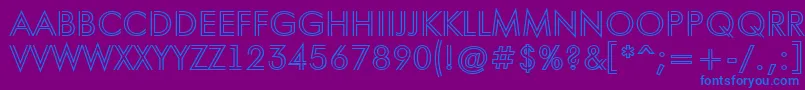 AFuturaortotitulinln-Schriftart – Blaue Schriften auf violettem Hintergrund
