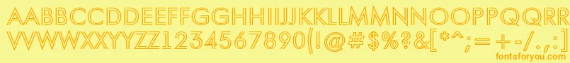 フォントAFuturaortotitulinln – オレンジの文字が黄色の背景にあります。
