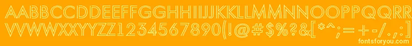 AFuturaortotitulinln-Schriftart – Gelbe Schriften auf orangefarbenem Hintergrund
