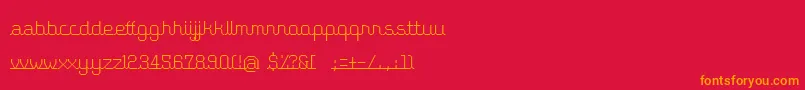 フォントPleaseHoldTheLine – 赤い背景にオレンジの文字