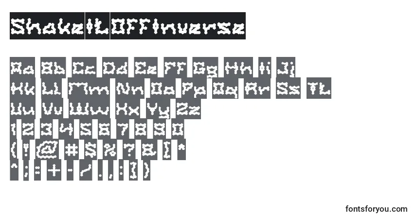 A fonte ShakeItOffInverse – alfabeto, números, caracteres especiais