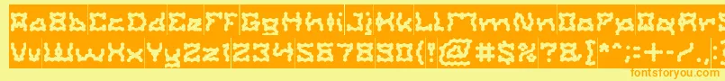 Fonte ShakeItOffInverse – fontes laranjas em um fundo amarelo