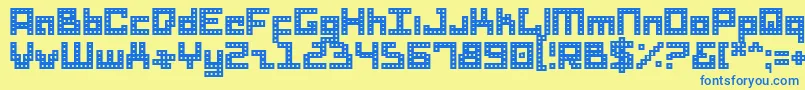 フォントDrid – 青い文字が黄色の背景にあります。