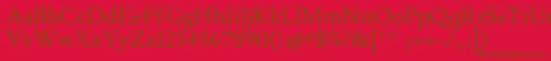 LusitanaRegular-Schriftart – Braune Schriften auf rotem Hintergrund