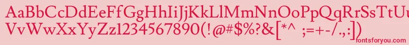 フォントLusitanaRegular – ピンクの背景に赤い文字