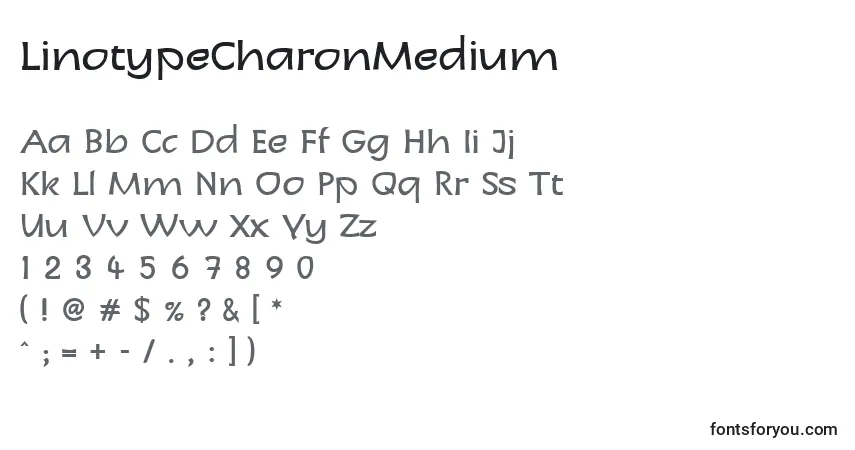 Czcionka LinotypeCharonMedium – alfabet, cyfry, specjalne znaki