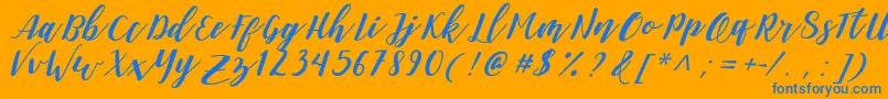 DanieshaForPersonalUse-Schriftart – Blaue Schriften auf orangefarbenem Hintergrund