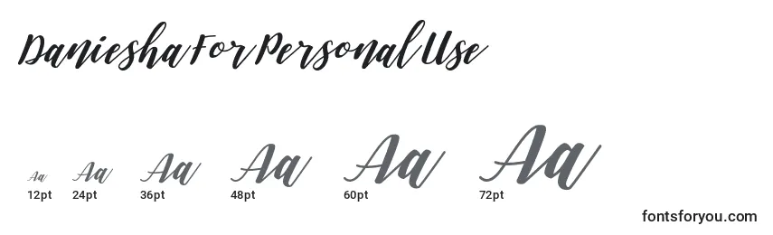 DanieshaForPersonalUse Font Sizes