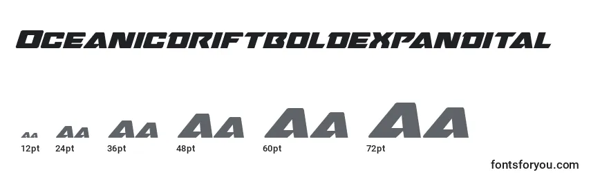 sizes of oceanicdriftboldexpandital font, oceanicdriftboldexpandital sizes