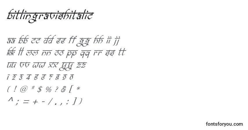 characters of bitlingravishitalic font, letter of bitlingravishitalic font, alphabet of  bitlingravishitalic font