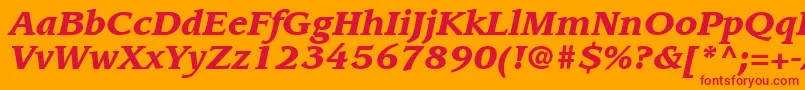 ItcLeawoodLtBlackItalic-fontti – punaiset fontit oranssilla taustalla