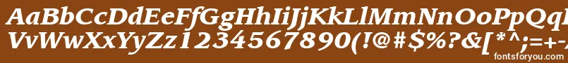 Fonte ItcLeawoodLtBlackItalic – fontes brancas em um fundo marrom