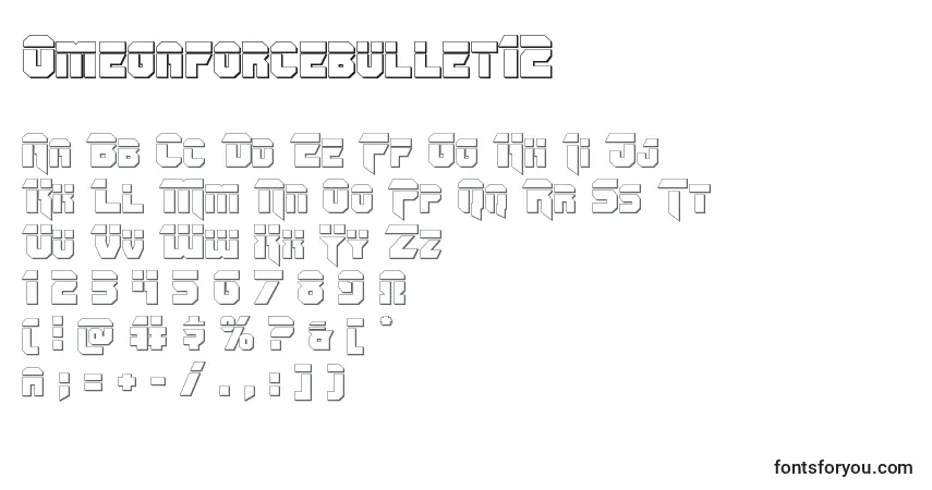 Czcionka Omegaforcebullet12 – alfabet, cyfry, specjalne znaki