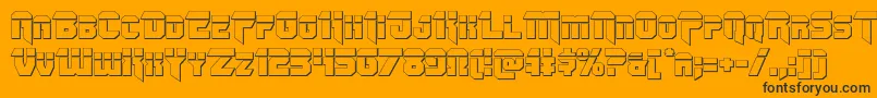 Omegaforcebullet12-Schriftart – Schwarze Schriften auf orangefarbenem Hintergrund