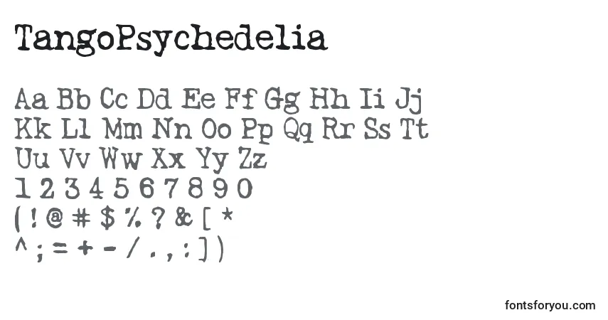 Schriftart TangoPsychedelia – Alphabet, Zahlen, spezielle Symbole