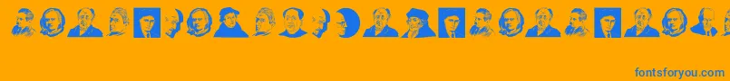 GreatPersonalities Font – Blue Fonts on Orange Background