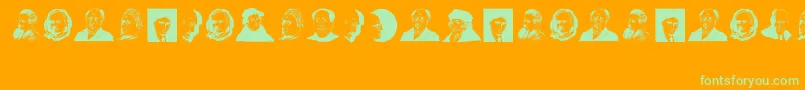 GreatPersonalities Font – Green Fonts on Orange Background