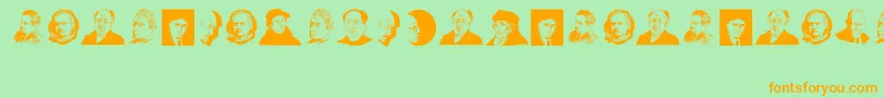 GreatPersonalities Font – Orange Fonts on Green Background