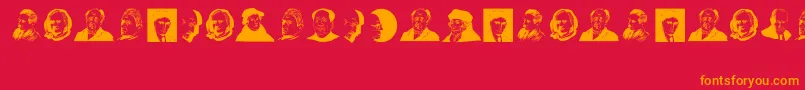 フォントGreatPersonalities – 赤い背景にオレンジの文字