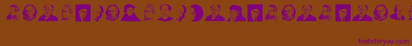 GreatPersonalities-fontti – violetit fontit ruskealla taustalla
