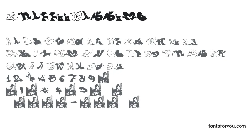 Czcionka GraffiiWassimo – alfabet, cyfry, specjalne znaki