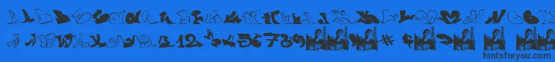 GraffiiWassimo-fontti – mustat fontit sinisellä taustalla