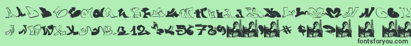 フォントGraffiiWassimo – 緑の背景に黒い文字