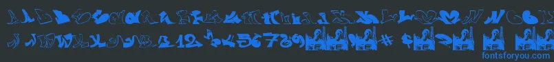 GraffiiWassimo-Schriftart – Blaue Schriften auf schwarzem Hintergrund