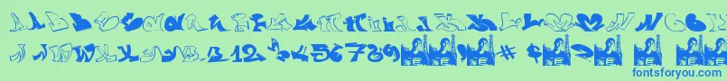 Шрифт GraffiiWassimo – синие шрифты на зелёном фоне