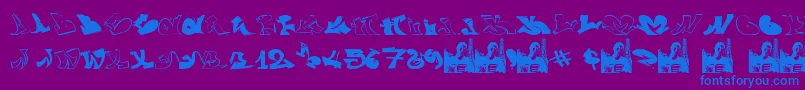 GraffiiWassimo-fontti – siniset fontit violetilla taustalla