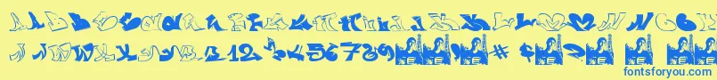 GraffiiWassimo-Schriftart – Blaue Schriften auf gelbem Hintergrund